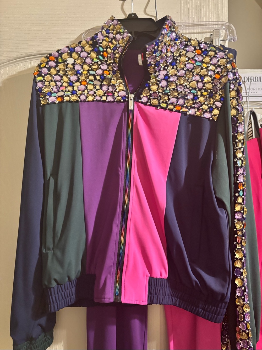 Embellished Colorblock women jogger Pink & Purple Accent